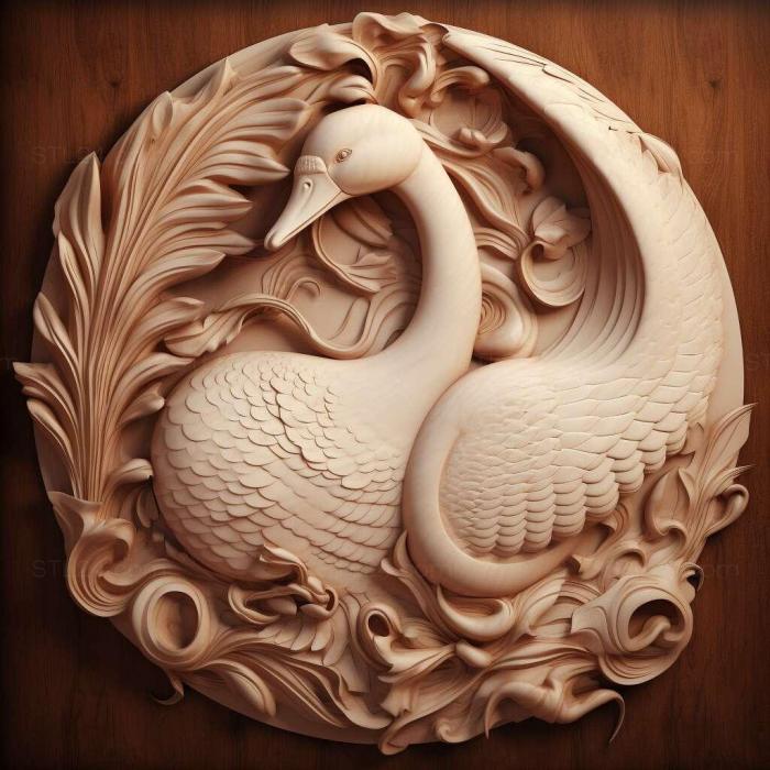 Nature and animals (swan 3, NATURE_5263) 3D models for cnc